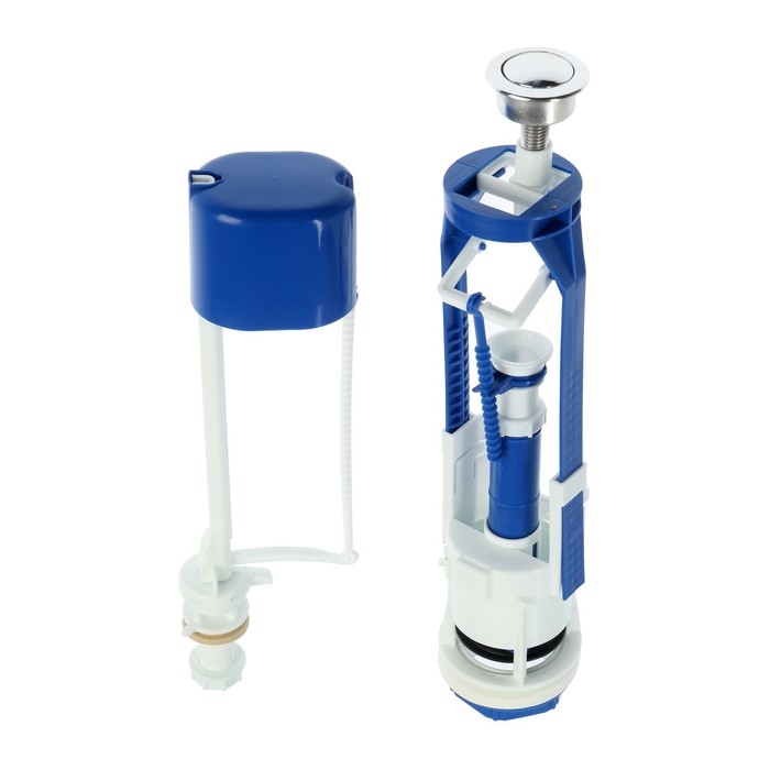 Арматура для смывных бачков Арматура для смывных бачков "РБМ" АС-17.2М, с нижним плоским донным клапаном, кнопка хром