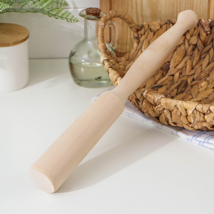 Картофелемялка-толкушка Доляна, 34&times;4.3 см, берёза