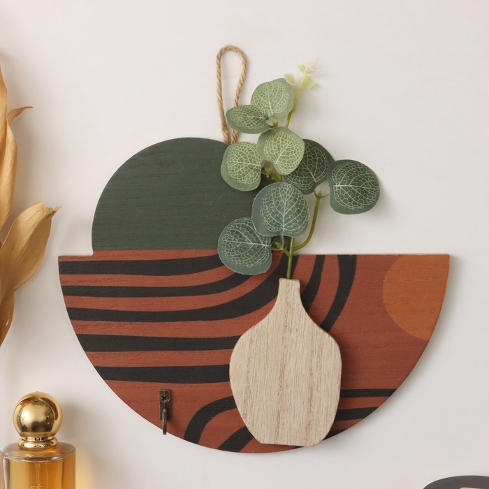 Крючки декоративные дерево Крючки декоративные дерево "Абстракция. Роза в вазе" 1,5х19х23,5 см