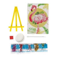 Алмазная мозаика с частичным заполнением на подставке &laquo;Фламинго&raquo;, 13 х 19 см, картон