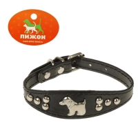 Ошейник-селедка со щенком, 29-32 х2,5 см, искусственная кожа, черный Ошейник-селедка со щенком, 29-32 х2,5 см, искусственная кожа, черный