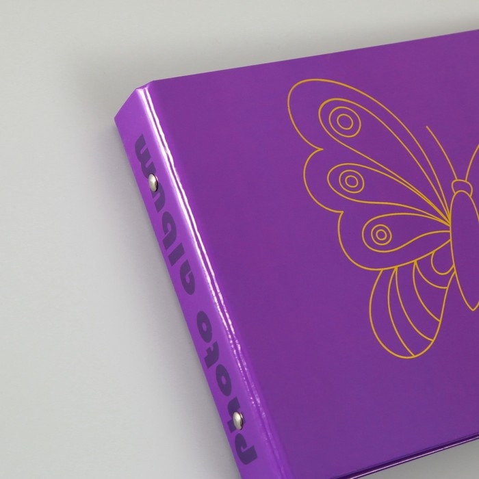 Фотоальбом 25 листов (уголки+кольца) "Бабочка" тиснение 19х27х3 см