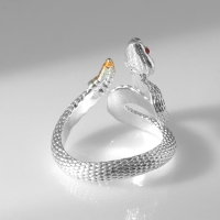 Новый год! Символ года 2025! Кольцо &laquo;Змея&raquo; шипение, цвет серебро, безразмреное