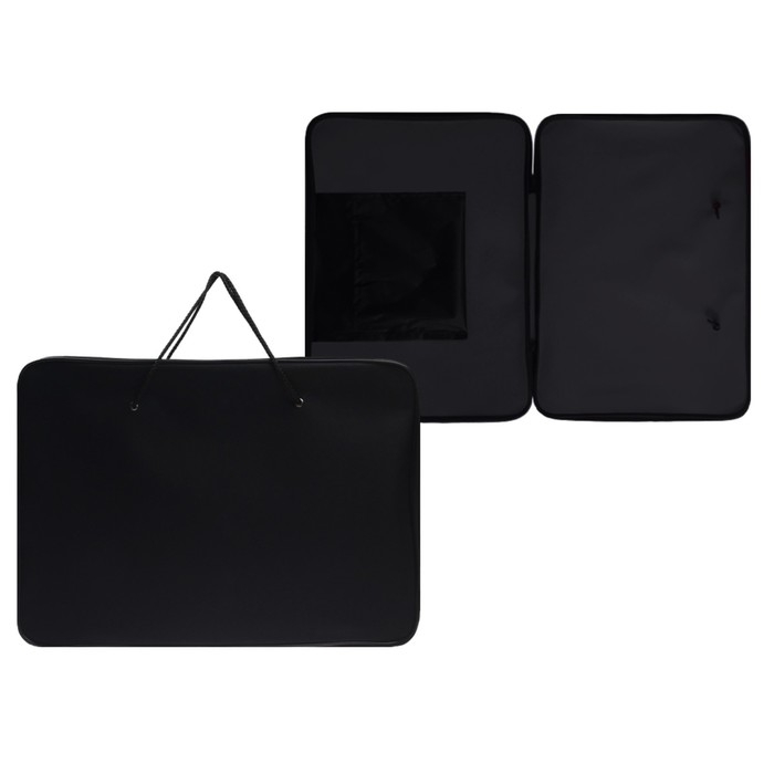 Папка для чертежей и рисунков А3, 470 х 340 х 20 мм с ручками, текстильная, внутренний карман Папка для чертежей и рисунков А3, 470 х 340 х 20 мм с ручками, текстильная, внутренний карман "Творчество" чёрная