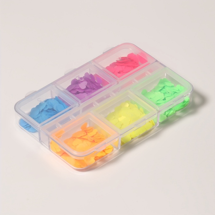 Пайетки для декора ногтей &laquo;Сердечки NEON&raquo;, разноцветные