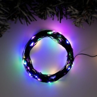 Гирлянда «Нить» 10 м роса, IP20, чёрная нить, 100 LED, свечение мульти, 12 В Гирлянда «Нить» 10 м роса, IP20, чёрная нить, 100 LED, свечение мульти, 12 В