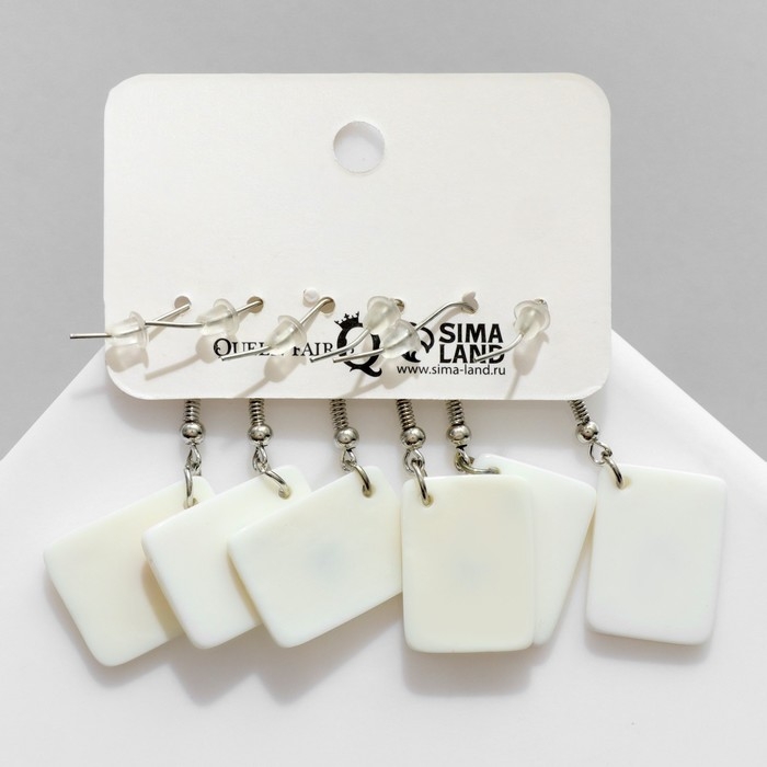 Серьги акрил набор 3 пары &laquo;Карты&raquo;, цветные в серебре