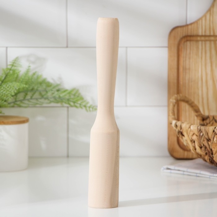 Картофелемялка-толкушка Доляна, 26&times;4.3 см, берёза