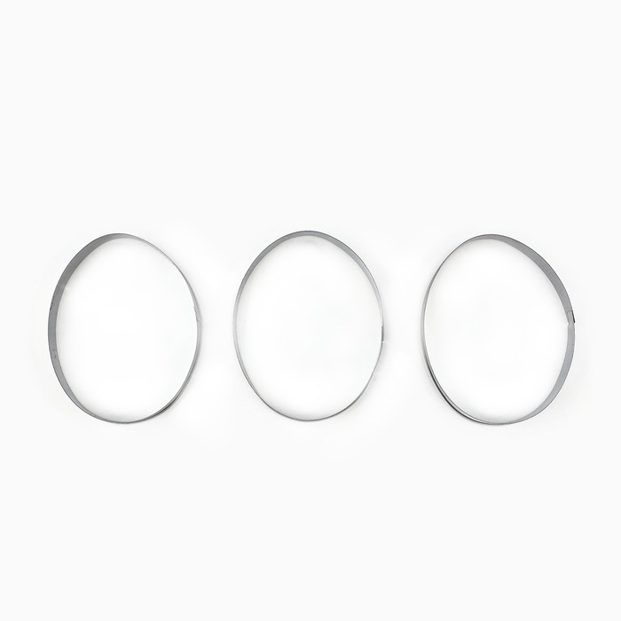 Набор форм для печенья KONFINETTA &laquo;Яйцо&raquo;: 3 шт, размер 5,7 х 4,5 х 1,3 см, нержавеющая сталь