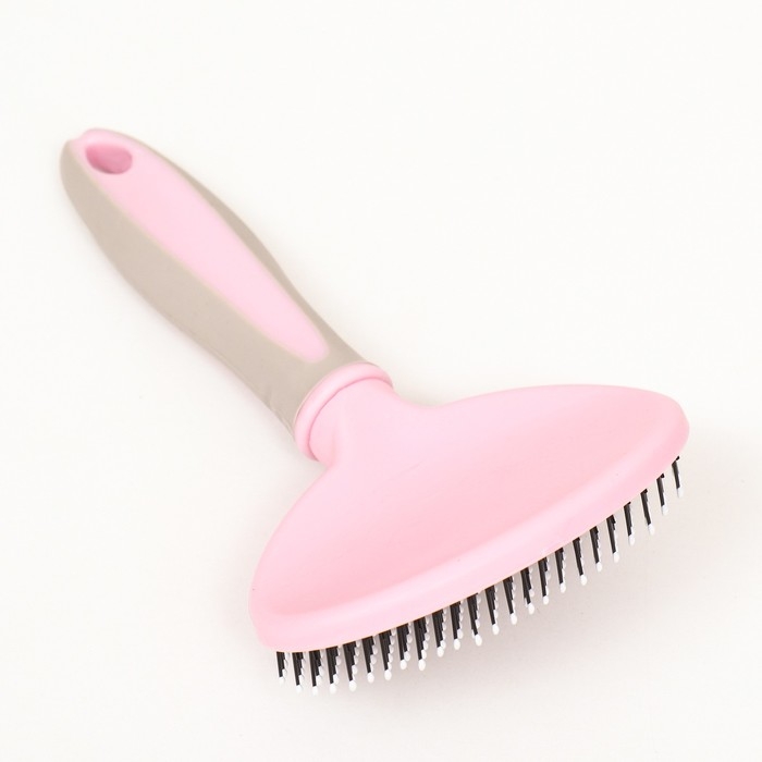 Пуходерка пластиковая мягкая с закругленными зубьями, средняя, 9,5 х 16,5 см, розовая Пуходерка пластиковая мягкая с закругленными зубьями, средняя, 9,5 х 16,5 см, розовая