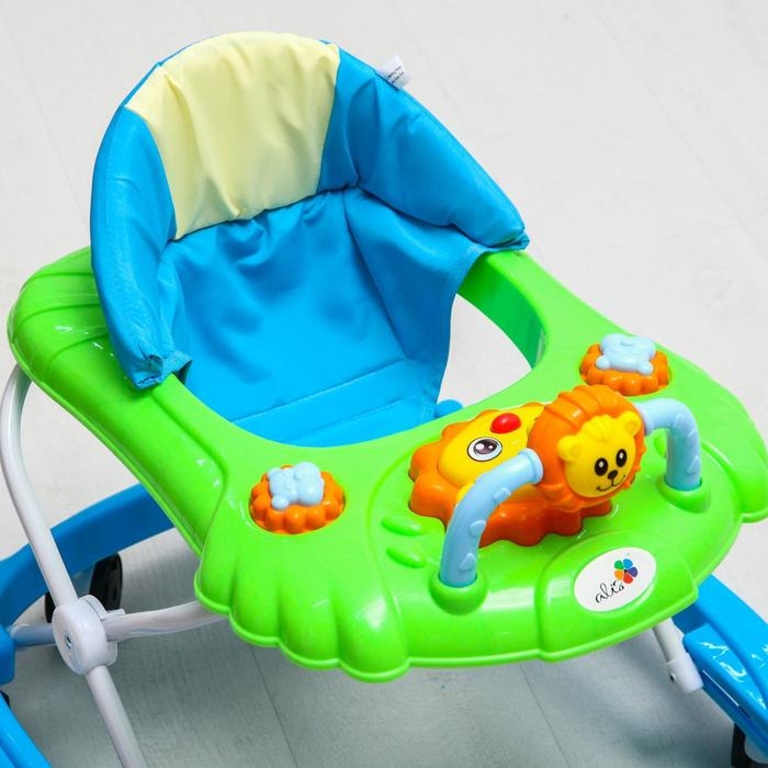 Ходунки &laquo;Львенок&raquo;, 8 колес, тормоз, муз., игрушки, синий-зеленый