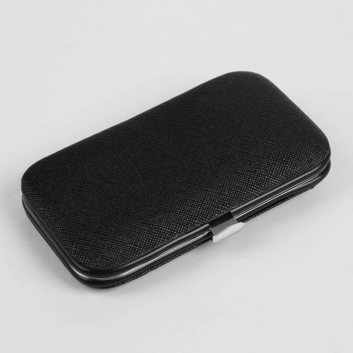 Набор маникюрный «Фактура», 8 предметов, в футляре, цвет чёрный Набор маникюрный «Фактура», 8 предметов, в футляре, цвет чёрный