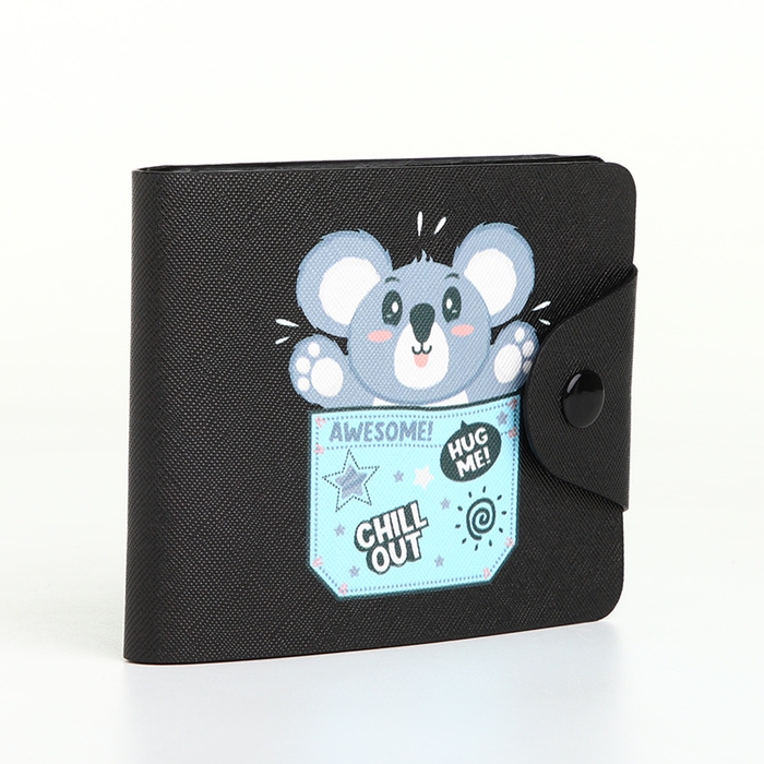 Кошелёк на кнопке, цвет чёрный