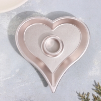 Подсвечник "Сердце" из гипса,14х2,5см,шампань