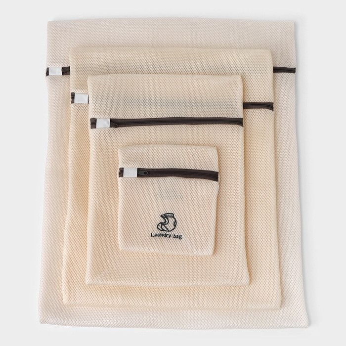 Мешки для стирки, 6 шт: L= 60&times;50, M=50&times;40, S=40&times;30, XS=22&times;18, Цилиндр L=30&times;20, Цилиндр M=17&times;17, цвет бежевый