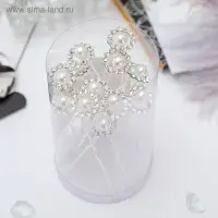 Шпилька для волос &laquo;Бусинка в круге&raquo;, 1.2&times;6 см, серебро