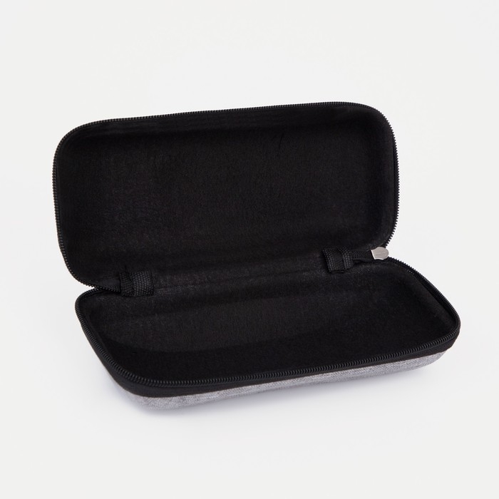 Футляр для очков на молнии, длина 17 см, цвет серый