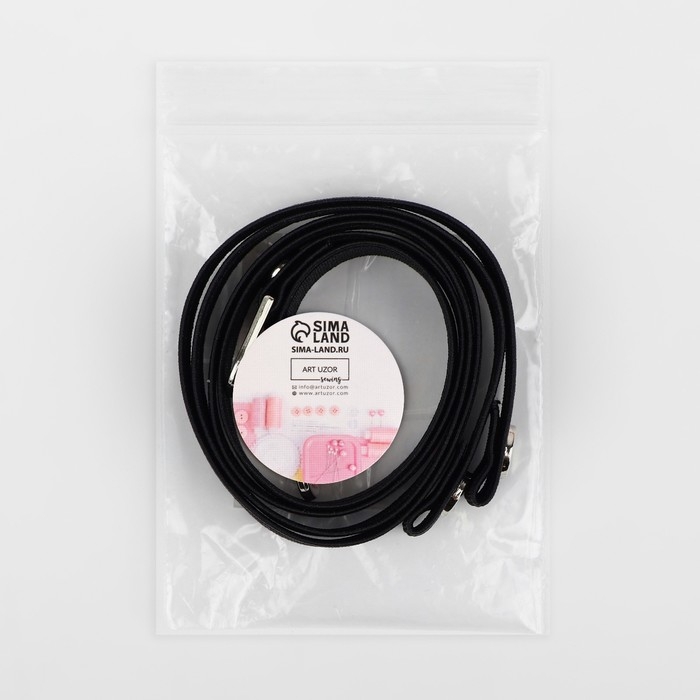 Ремешок для обуви, текстильный, 43 &plusmn; 0,5 см, 15 мм, 2 шт, цвет чёрный