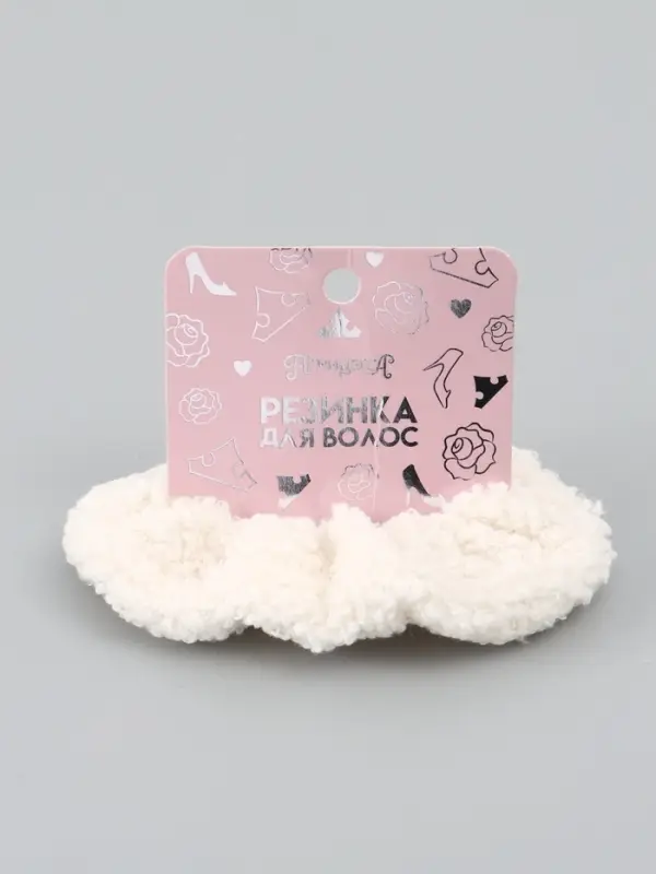 Резинка для волос плюшевая, Принцессы, белая