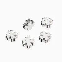 Бусина-разделитель родир. &laquo;Клевер&raquo;, 7&times;7мм, d(вн.)=2мм, (набор 10 штук), медь, цвет серебро