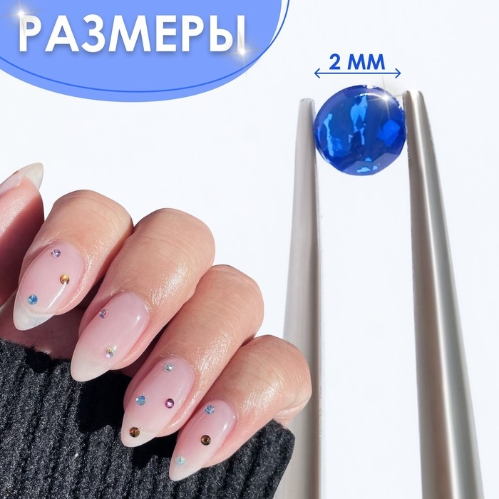 Стразы для декора, 12 ячеек, 2 мм, разноцветные Стразы для декора, 12 ячеек, 2 мм, разноцветные