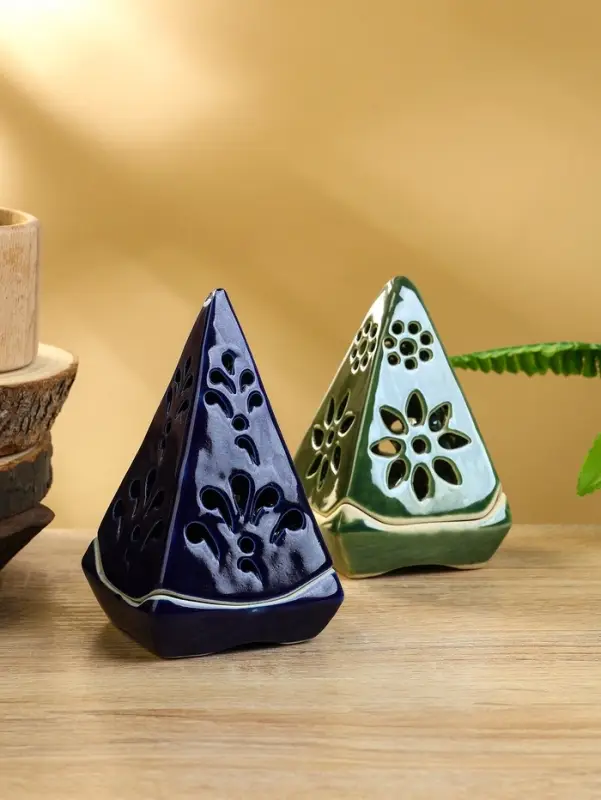 Подсвечник "Пирамидка" керамика, цв. МИКС, 8х8х12 см