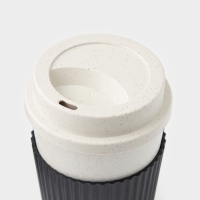 Стакан для кофе с крышкой WeatFiber, 350 мл, 8,8&times;14 см, пластик, многоразовый, белый/черный