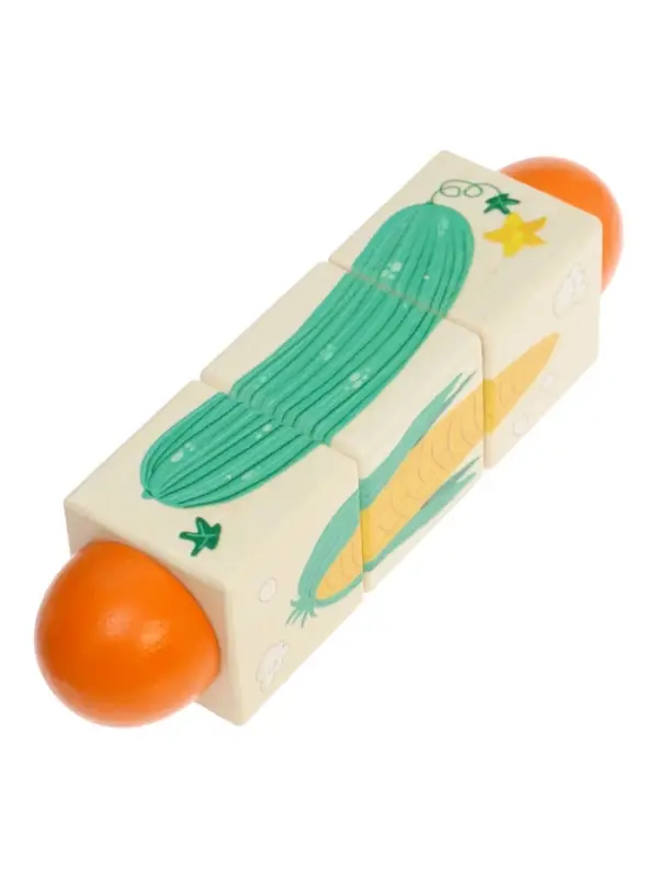 Кубики деревянные на оси  &laquo;Овощи&raquo; , 3 кубика