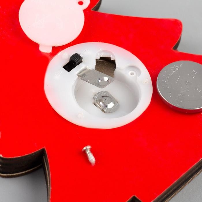 Ёлочная игрушка &laquo;Красная ёлочка с Дедом Морозом&raquo;, от батареек, свечение тёплое белое