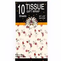 Бумага упаковочная тишью, &laquo;Садовые розы&raquo;, кремовый, 50 см &times; 70 см 17 грамм