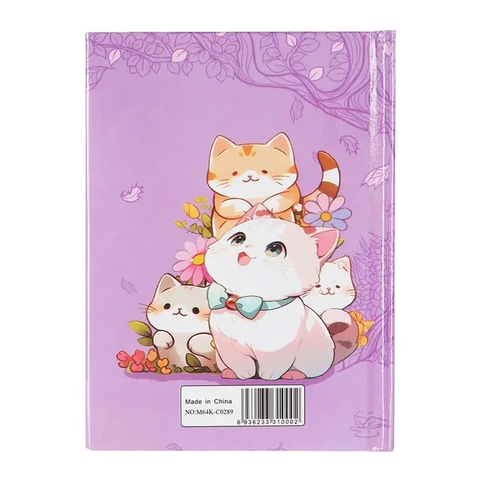 Записная книжка подарочная, 45 листов, линия, на замке Котики (16,3х12,7см)