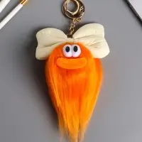 Пушистик на кольце "Чучундра с бантиком" оранж 18х10х5 см