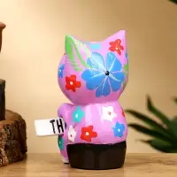 Сувенир "Кот с табличкой WELCOME" дерево 8х5х10 см, цв. сиреневый