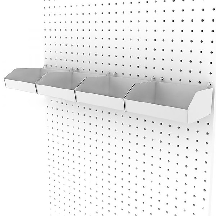 Металлический контейнер для перфорированной панели ДСП 150&times;150&times;60 мм, цвет белый