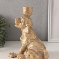 Подсвечник полистоун на 1 свечу "Шарж. Зевающий щенок" золото 15,8х15,3х20 см Подсвечник полистоун на 1 свечу "Шарж. Зевающий щенок" золото 15,8х15,3х20 см