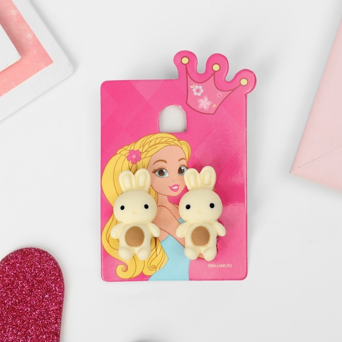 Клипсы детские &laquo;Выбражулька&raquo; зайка, цвет бежево-коричневый