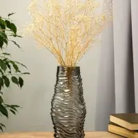 Ваза стекло настольная "Ванесса" полосы, 30х12 см, серый