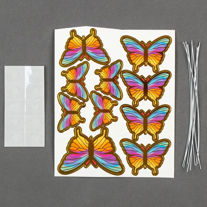 Топперы для торта &laquo;Бабочки&raquo;, 10 шт., разноцветные