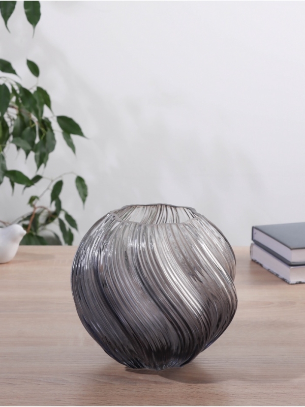 Ваза стекло настольная "Маршар" d-9 см, 16х15 см, серый