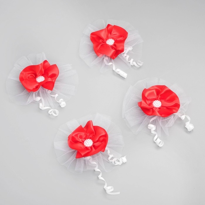 Банты на ручки Банты на ручки "Ромашка", красный, 4 шт