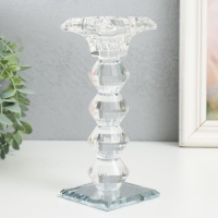 Подсвечник стекло на 1 свечу "Бефана с 4 подъемами" прозрачный d=2,2 и 3,5 см 6х6х18 см