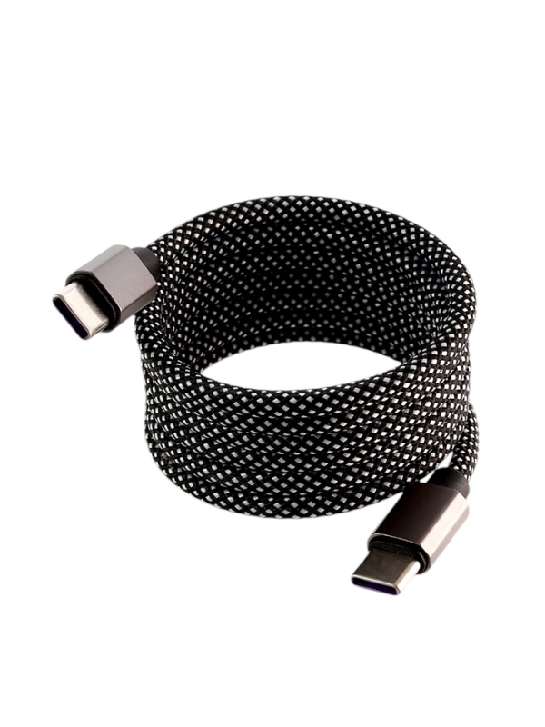 Кабель Type-C - Type-C, магнитный, 3 А, 60 W, серый