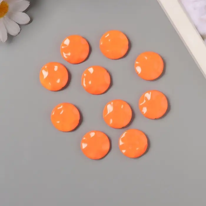 Бусины для творчества акрил "Плоский мятый круг" оранжевый 2,5х2,5х0,6 см