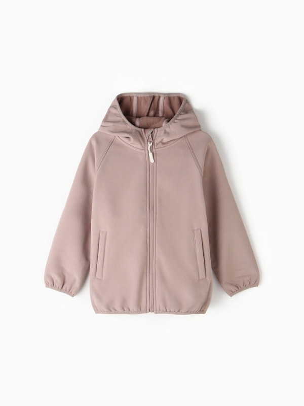 Ветровка демисезонная для девочек MINAKU из Softshell на флисе, непромокаемая, каштан, рост 98 см