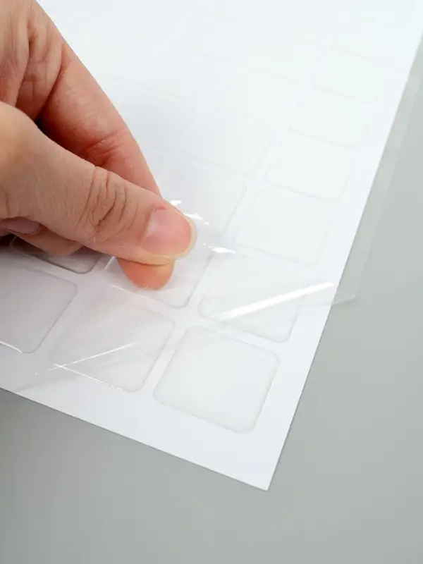 Стикеры эпоксидные прозрачные заготовки 3D 100 шт 2,5 x 2,5 см + самоклеящаяся бумага