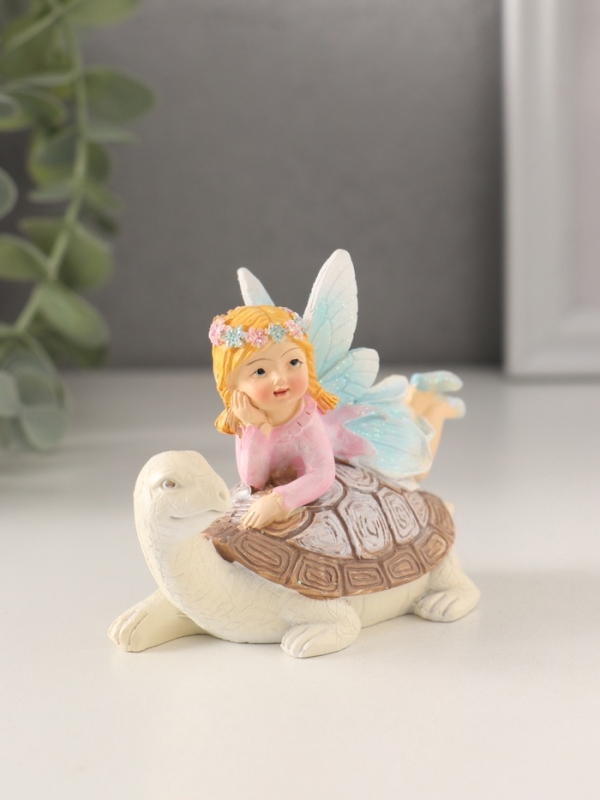 Сувенир полистоун Сувенир полистоун "Девочка-фея верхом на черепахе" 9,5х5х7 см