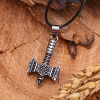 Кулон мужской «Молот Сварога», цвет чернёное серебро на чёрном шнурке, 45 см Кулон мужской «Молот Сварога», цвет чернёное серебро на чёрном шнурке, 45 см
