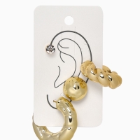 Набор серьги и каффы 4 шт &laquo;Мятые&raquo; переплетение, цвет золото