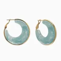 Серьги-кольца акрил "Тренд", цвет голубой в золоте