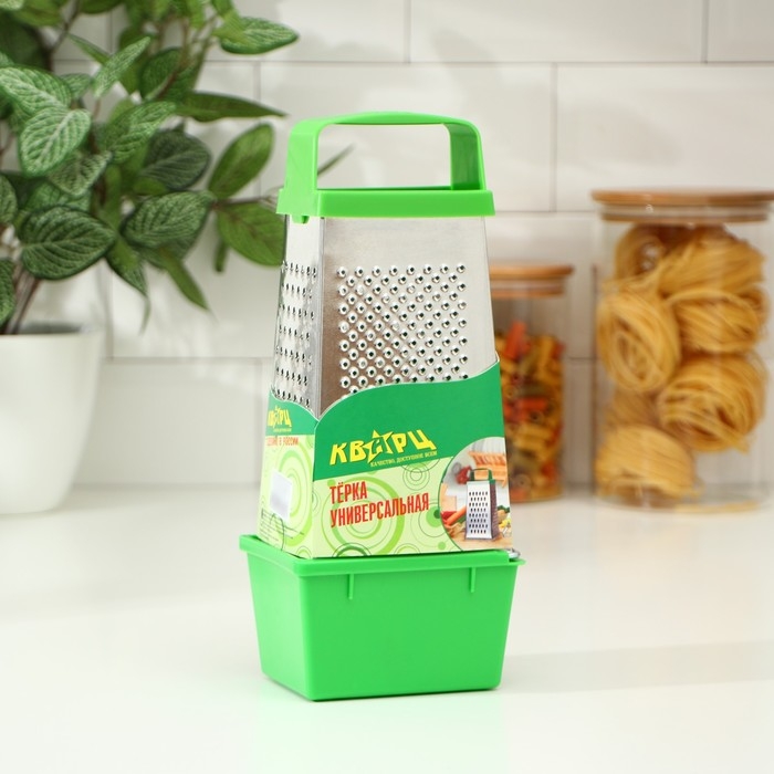 Тёрка Доляна &laquo;Универсал&raquo;, 4 грани, контейнер 450 мл, 27&times;12&times;0,9 см, цвет МИКС